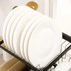 Escurreplatos Homcom 2 niveles negro 52,5x65x31,5 cm