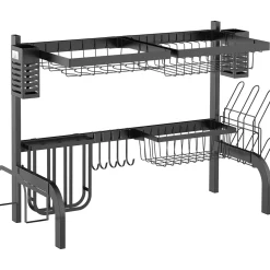 Escurreplatos Homcom 2 niveles negro 52,5x65x31,5 cm