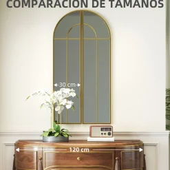 Espejo Círculo Homcom diseño arco dorado 120x30x3 cm