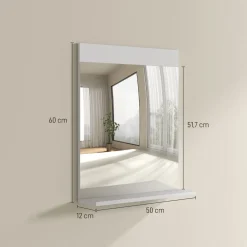 Espejo de baño Altivia Homcom con estante 60x50x12 cm