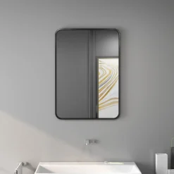Espejo de baño Aurius Homcom enmarcado negro 70x50