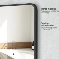 Espejo de baño Aurius Homcom enmarcado negro 70x50