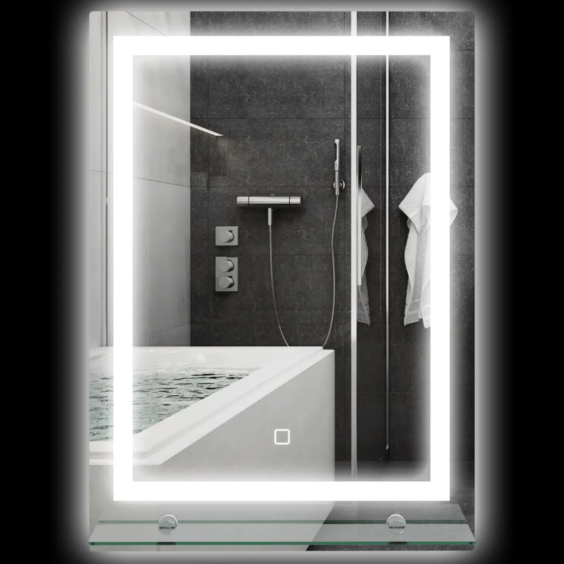 Espejo de baño Coral Kleankin 3 colores táctil plata 70x50 cm