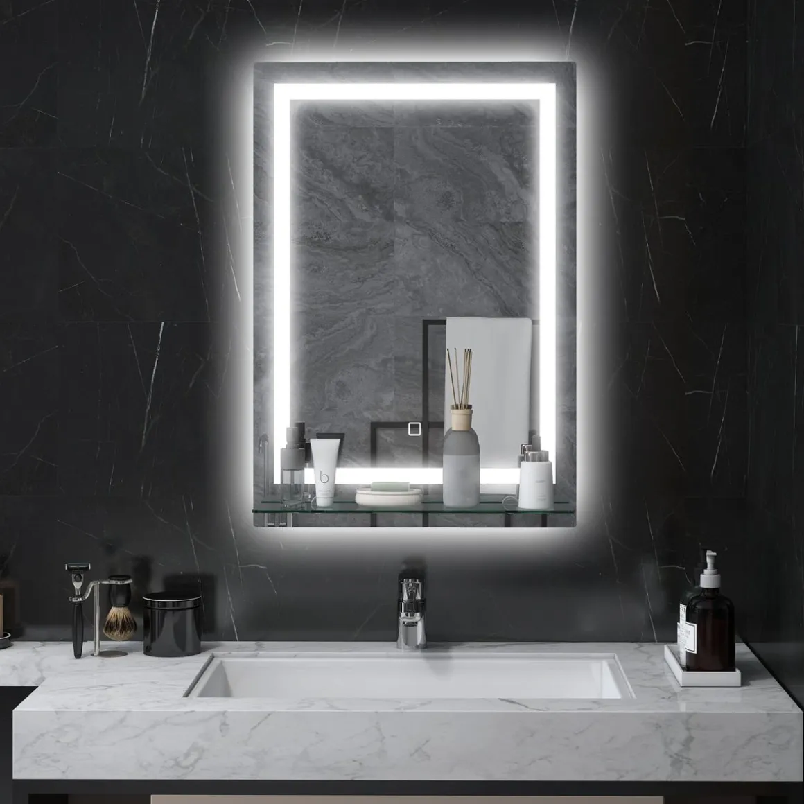 Espejo de baño Coral Kleankin 3 colores táctil plata 70x50 cm