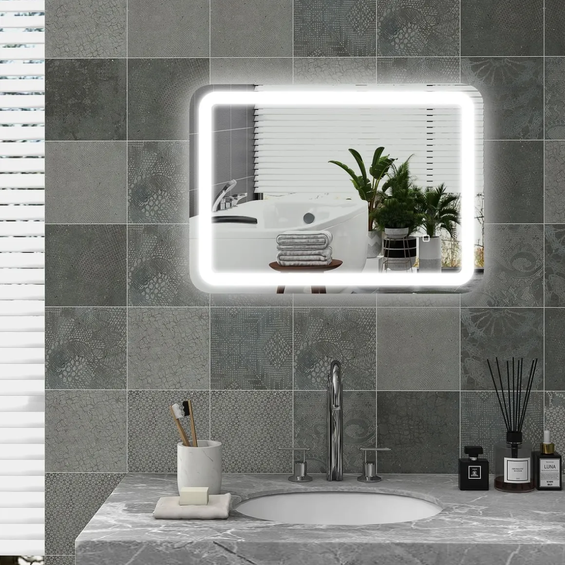 Espejo de baño Eger Homcom luz LED 70x50 cm
