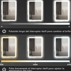 Espejo de baño Eger Homcom luz LED 70x50 cm