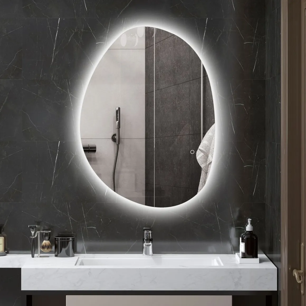 Espejo de baño Fyx Homcom con luz LED antivaho brillo regulable