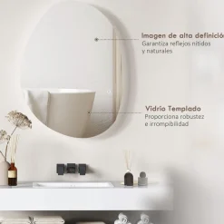 Espejo de baño Fyx Homcom con luz LED antivaho brillo regulable