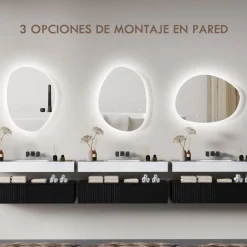 Espejo de baño Fyx Homcom con luz LED antivaho brillo regulable