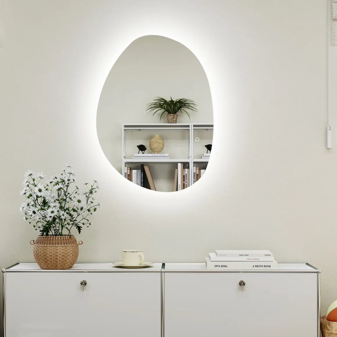 Espejo de baño Fyx Homcom con luz LED antivaho brillo regulable