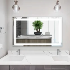 Espejo de baño Kleankin con luz LED + interruptor táctil + función memoria inox 60x100 cm