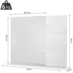 Espejo de Baño Kleankin con 3 estantes blanco 60x10x4 cm
