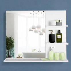 Espejo de Baño Kleankin con 3 estantes blanco 60x10x4 cm