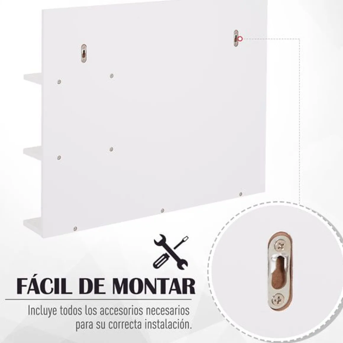 Espejo de Baño Kleankin con 3 estantes blanco 60x10x4 cm