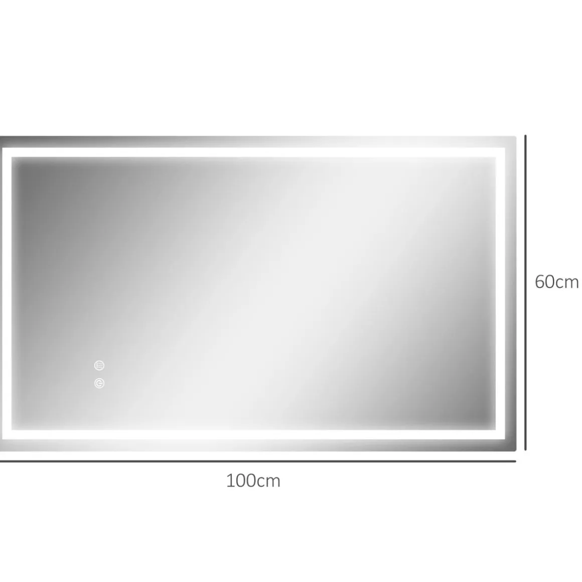 Espejo de baño Lui Homcom luz LED 3 temperaturas vidrio 60x100x3 cm