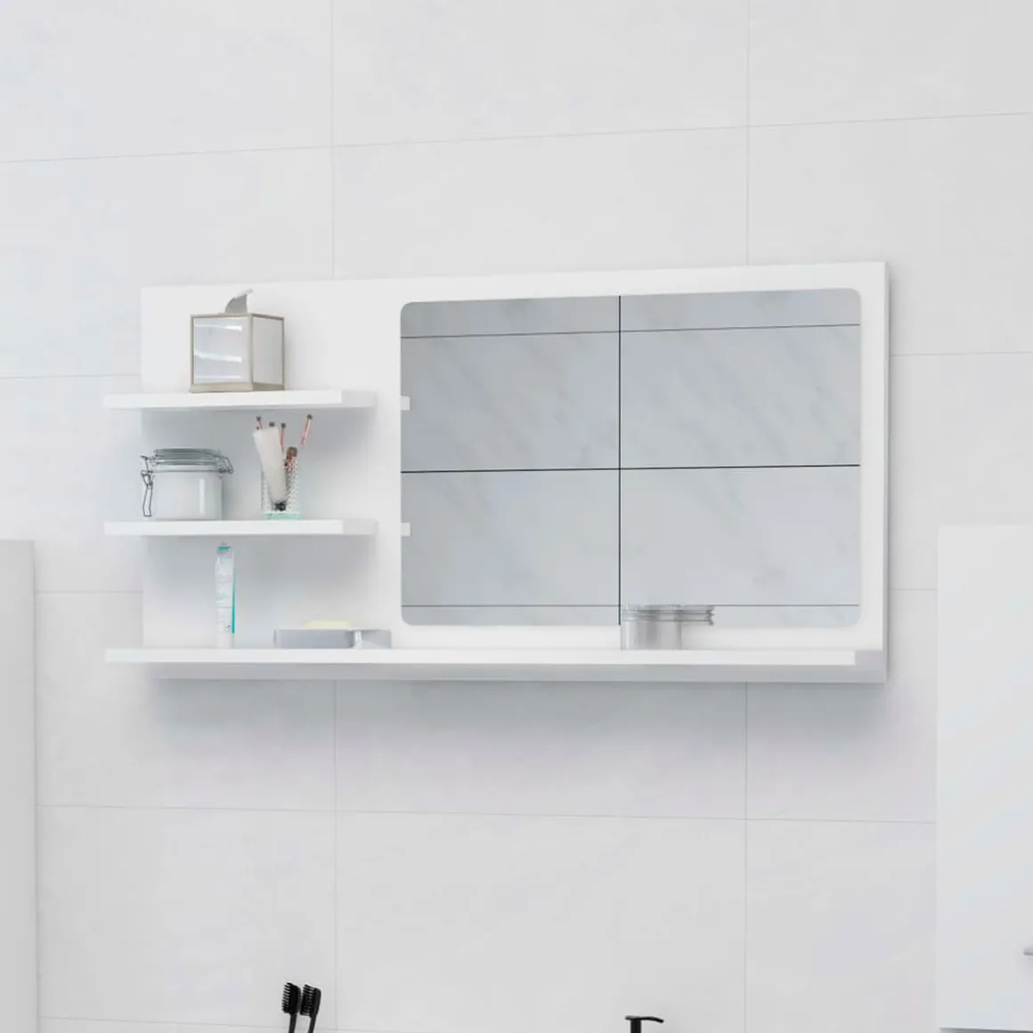 Espejo de baño madera 3 repisas 45x90x10,5 cm