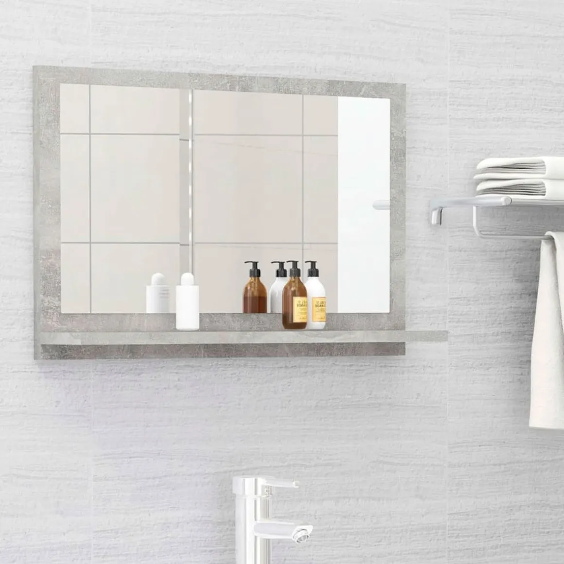 Espejo de baño madera con repisa 37x60x10,5 cm