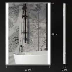 Espejo de baño Mira Homcom luz LED 3 temperaturas vidrio templado 50x70x3 cm