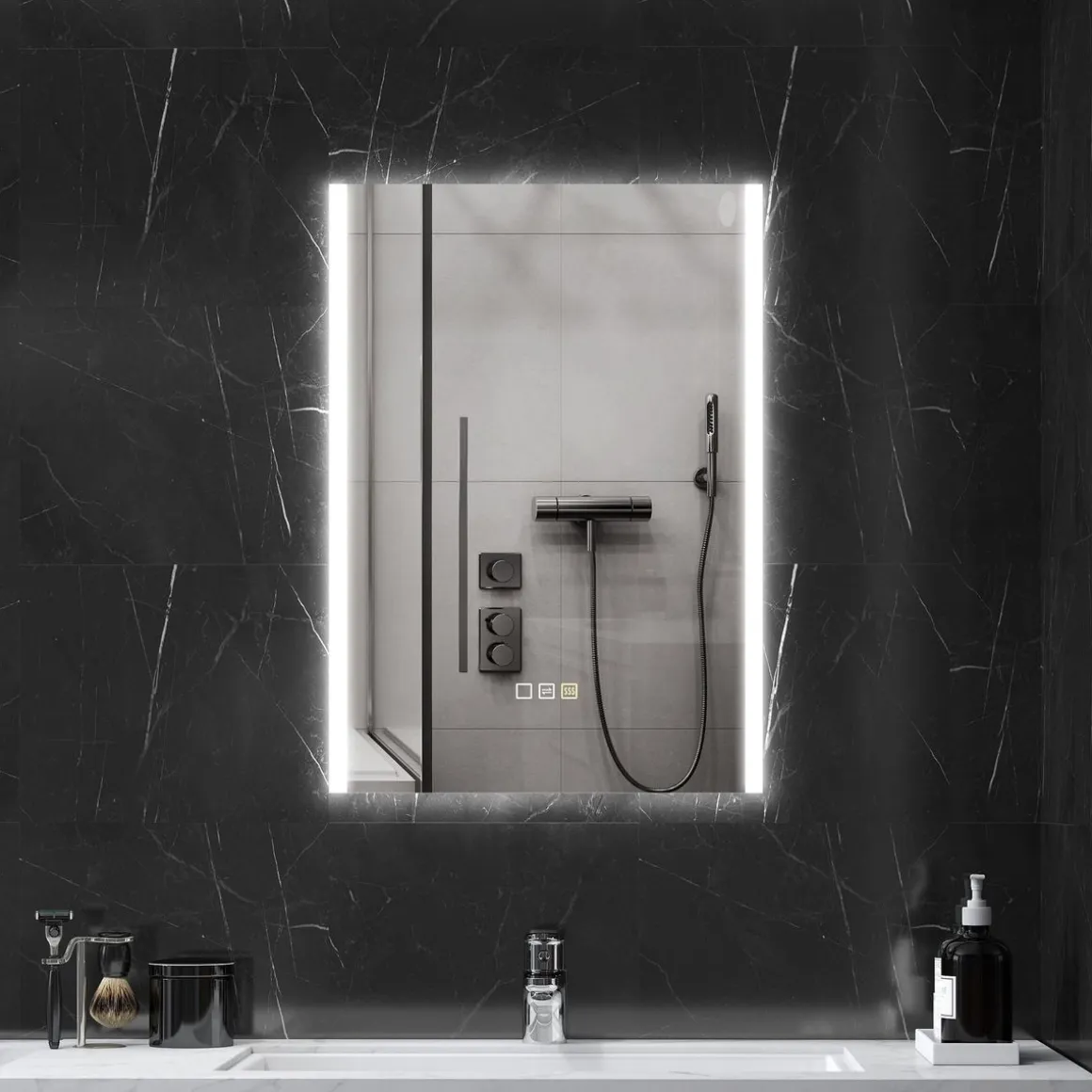 Espejo de baño Mira Homcom luz LED 3 temperaturas vidrio templado 50x70x3 cm