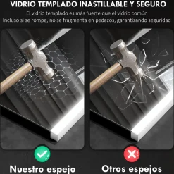 Espejo de baño Mira Homcom luz LED 3 temperaturas vidrio templado 50x70x3 cm