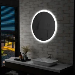 Espejo de baño redondo con luces LED plata Ø80cm