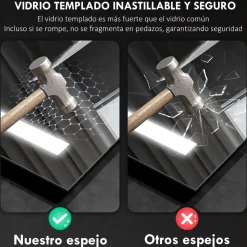 Espejo de baño Veldra Homcom 3 colores táctil plata 70x50 cm