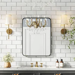 Espejo de baño Vértix Homcom enmarcado negro 80x60 cm