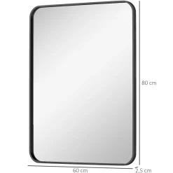Espejo de baño Vértix Homcom enmarcado negro 80x60 cm