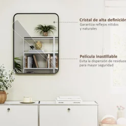 Espejo de baño Vértix Homcom enmarcado negro 80x60 cm