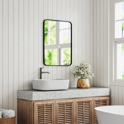 Espejo de baño Vértix Homcom enmarcado negro 80x60 cm