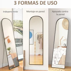 Espejo de cuerpo entero Arcon Homcom ondulado negro 170x50x1,5 cm