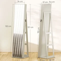 Espejo de cuerpo entero Eloria Homcom instalación convertible blanco 175x38x38 cm
