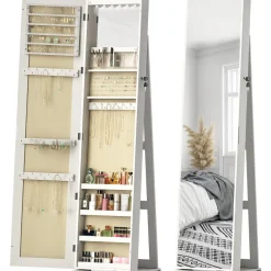 Espejo de cuerpo entero Eloria Homcom instalación convertible blanco 175x38x38 cm
