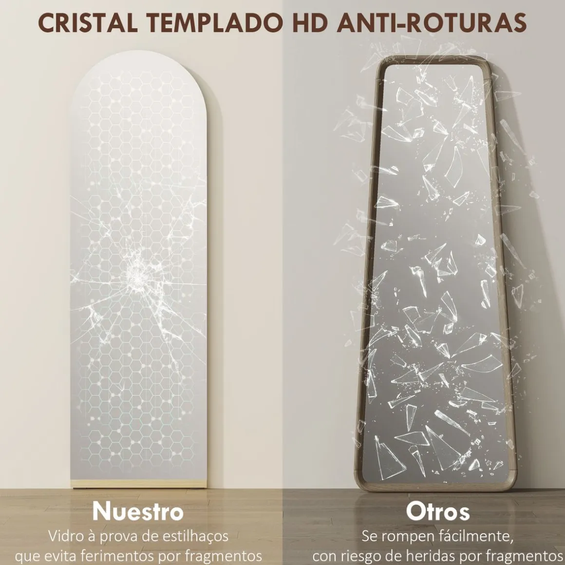 Espejo de cuerpo entero Kube Homcom sin marco 160x50x2,7 cm