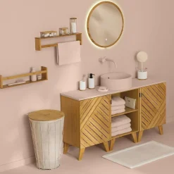 Espejo de pared diseño redondo táctil con luz LED natural Ø57 cm