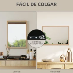 Espejo de pared Malva Homcom con marco natural 70x50x2 cm
