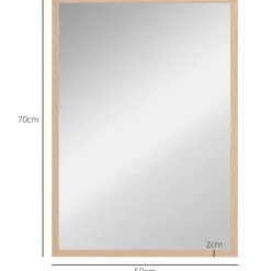Espejo de pared Malva Homcom con marco natural 70x50x2 cm