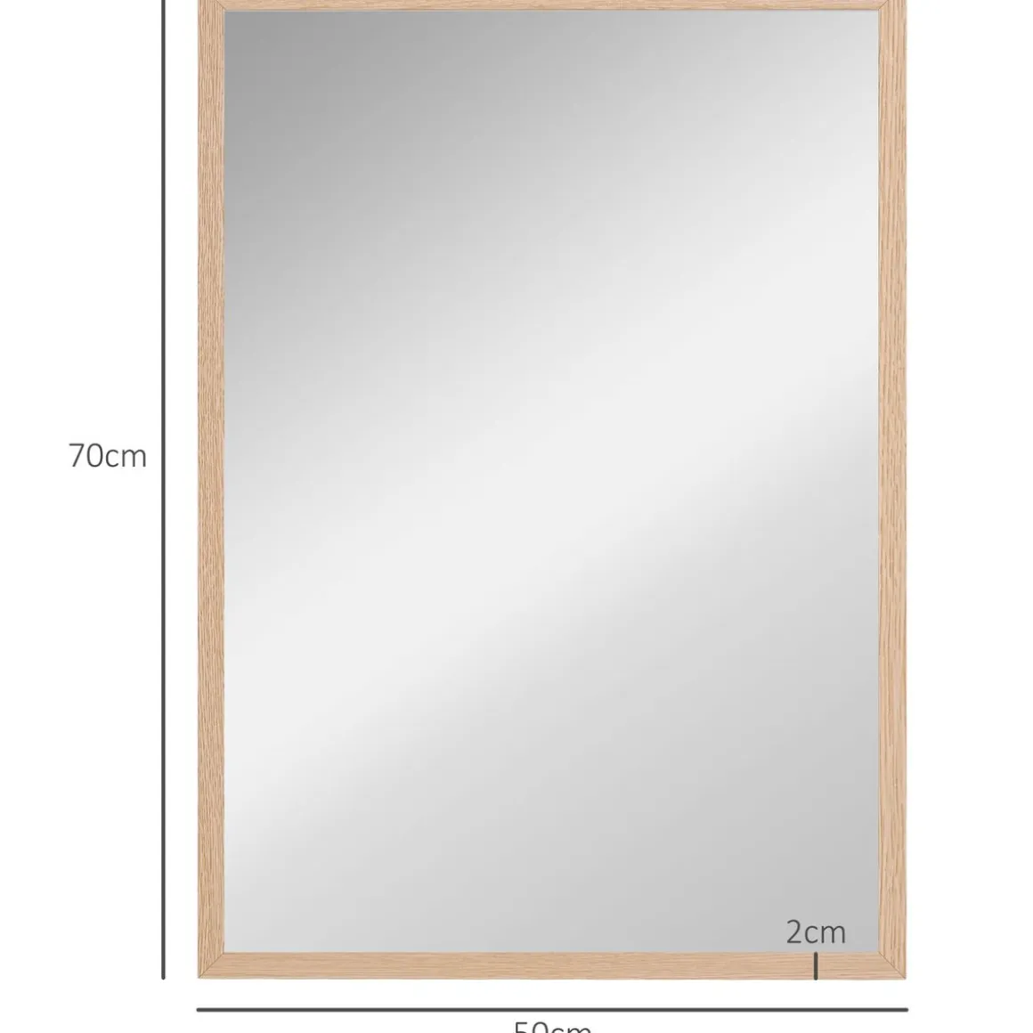 Espejo de pared Malva Homcom con marco natural 70x50x2 cm