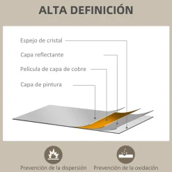 Espejo de pared Malva Homcom con marco natural 70x50x2 cm