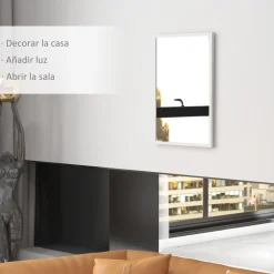 Espejo de pared Selva Homcom con marco Slim blanco 70x50 cm