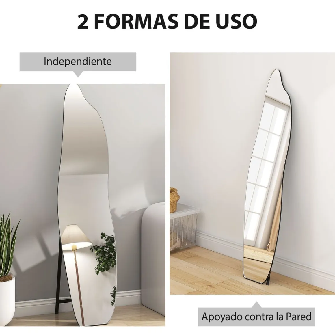 Espejo de pie Aria Homcom irregular negro 160x40 cm
