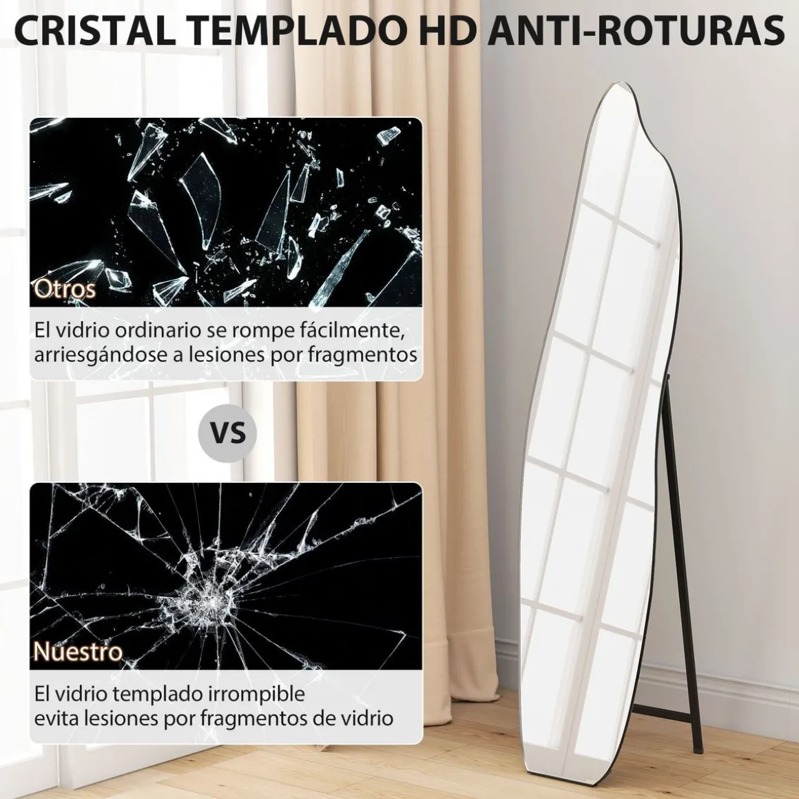 Espejo de pie Aria Homcom irregular negro 160x40 cm