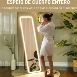 Espejo de pie Atlantis Homcom luz LED ajustable 150x40 cm