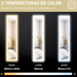 Espejo de pie Nerpio Homcom luz LED ajustable blanco 160x40 cm