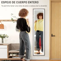 Espejo de pie Nerpio Homcom luz LED ajustable blanco 160x40 cm