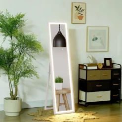 Espejo de pie Nerpio Homcom luz LED ajustable blanco 160x40 cm