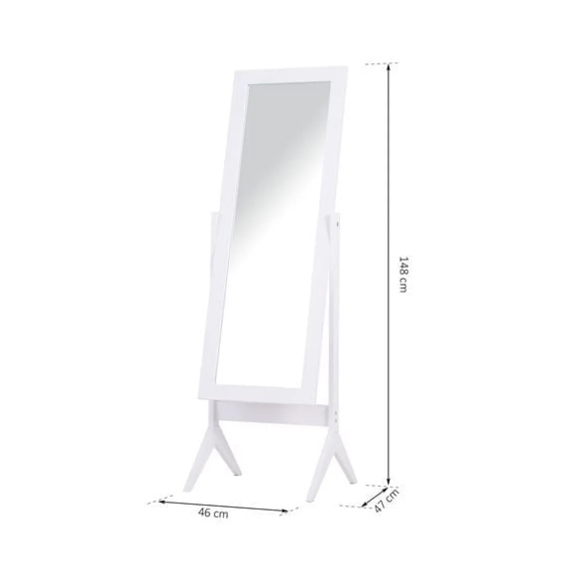 Espejo de pie reclinable Homcom blanco 148x47x46 cm