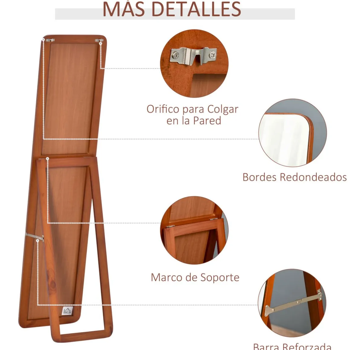 Espejo de pie Rio Homcom nogal 156x37x43 cm