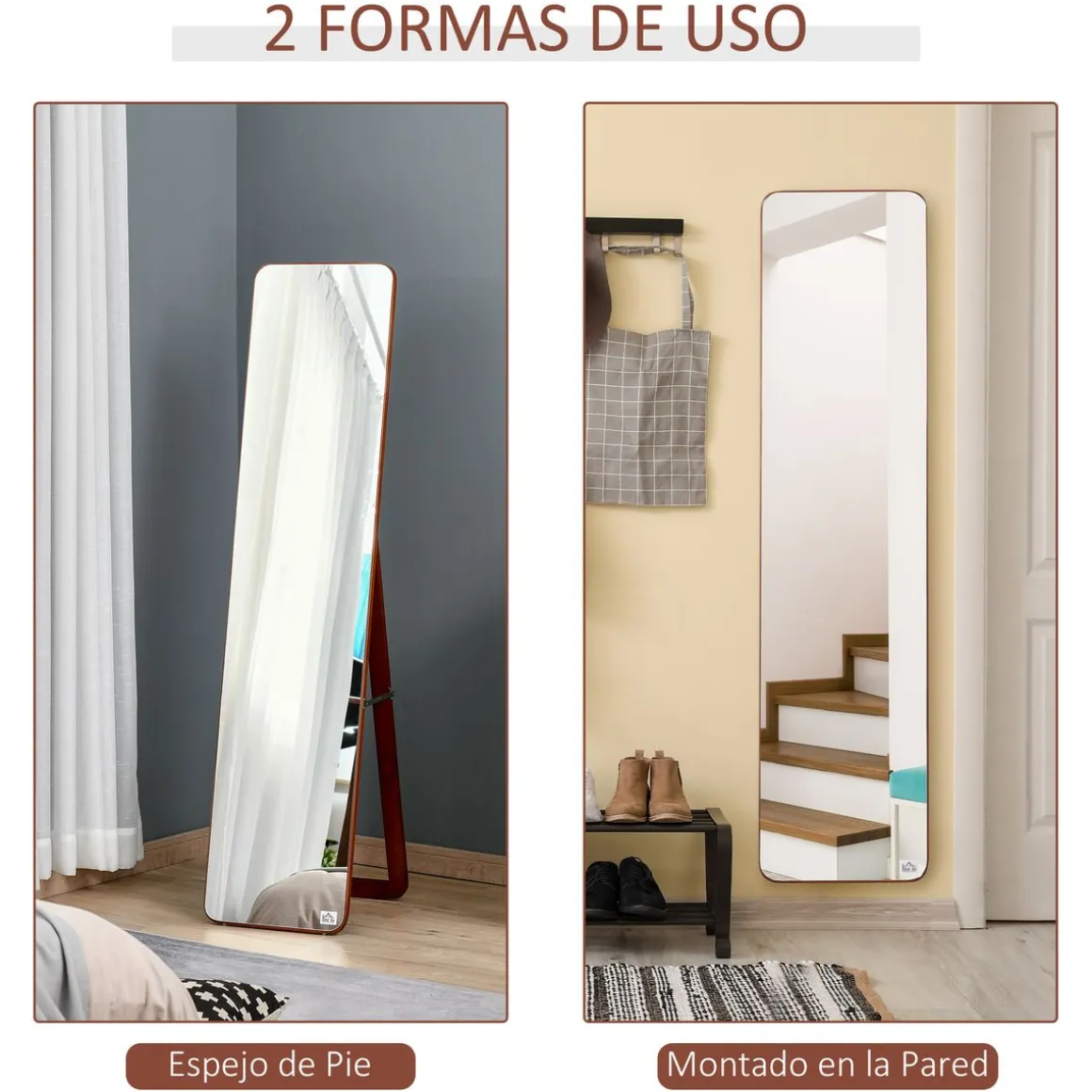 Espejo de pie Rio Homcom nogal 156x37x43 cm
