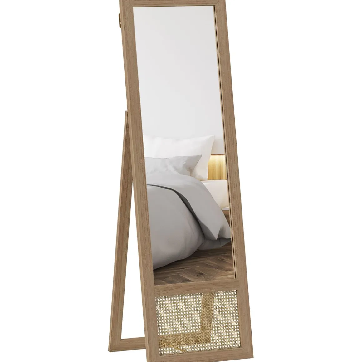 Espejo de pie Salvia Homcom con marco y soporte natural 158x50x45 cm